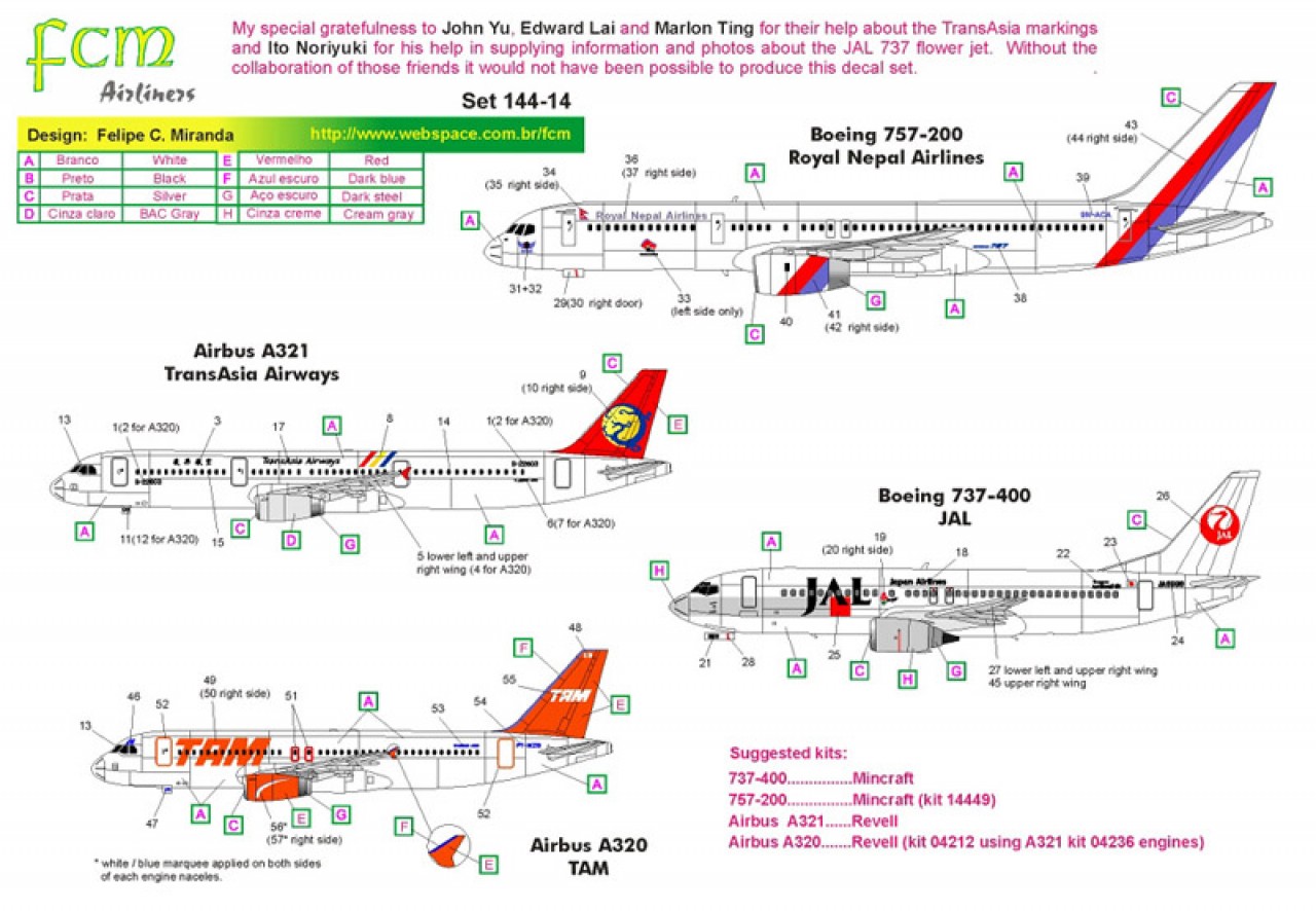 A320 TAM A321 TransAsia Airways 757-200 Royal Nepal Airlines 737-400 ...